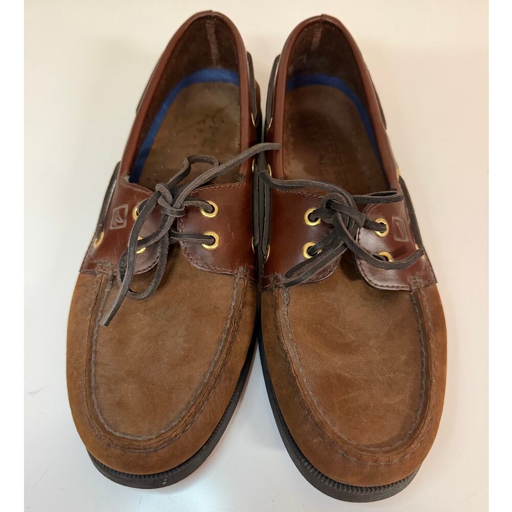 Sperry Top-Sider Men's Authentic Original 2Eye Boat Shoes Brown Suede/Leather 9M